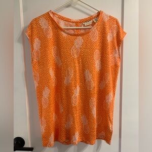 Christian Siriano Orange Pineapple Print Blouse